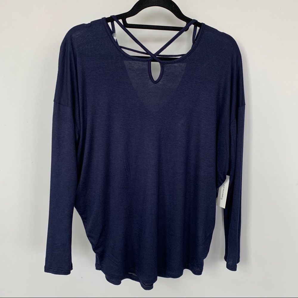 Alya Long Sleeve Navy Blue Top Size XS NWT